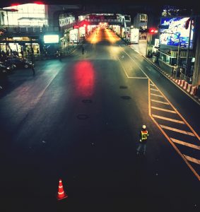 Leergefegte Straßen in Bangkok